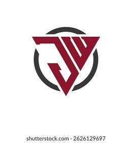 Letter JW Monogram Logo in Bold Triangle Design with Circular Background. Professional JW Letter Logo Perfect for Modern Business Branding and Stylish Emblem Concept
