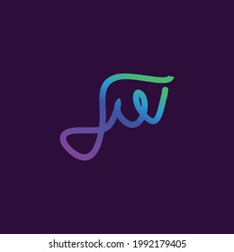 Letter JW Monoline Linear Minimalism Modern Type Logo
