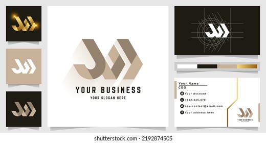 Letra logotipo de monograma JW o WW con diseño de tarjeta de visita