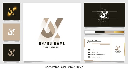 Letter jX or jK monogram logo with business card design
