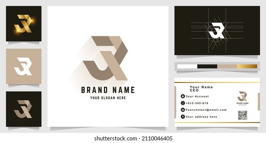 Letra JX o logotipo de monograma JR con diseño de tarjeta de visita