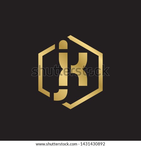 Letter jx linked lowercase logo design template elements. Gold letter Isolated on black  background. Suitable for business, consulting group company.