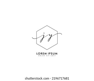 Letter JY Initial handwriting logo with signature and hand drawn style.