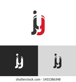 Letter jy linked lowercase logo design template elements. Red letter Isolated on black white grey background. Suitable for business, consulting group company.