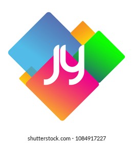 Letter JY logo with colorful geometric shape, letter combination logo design for creative industry, web, business and company.
