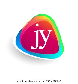 Letter JY logo in triangle shape and colorful background, letter combination logo design for company identity.