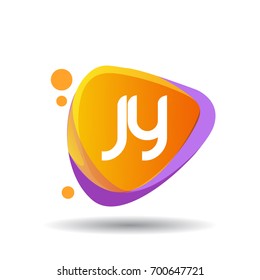 Letter JY logo in triangle splash and colorful background, letter combination logo design for creative industry, web, business and company.