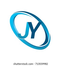 letter JY logotype design for company name colored blue swoosh. vector logo for business and company identity.