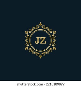 Letter JZ logo with Luxury Gold template. Elegance logo vector template.