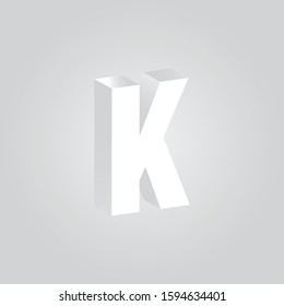 Letter K, 3D alphabet vector.