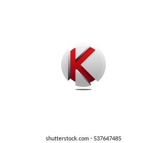 Letter K 3D Circle Logo Design Template Element