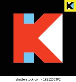 Letra K 3D look logo design al estilo Bauhaus. Logo del vector en EPS 8.