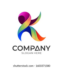 Letter K 3d modern logo design, initial letter mark M for company business name logo template