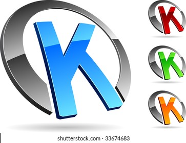 blue letter k 3d render