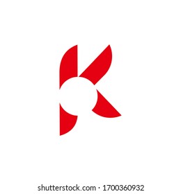 letter k abstract circle cut geometric design logo vector