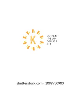 Letter K Abstract Circle Design Template.