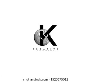 Letter K Abstract Circle Globe Lines Logotype
