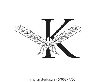 LETTER K WITH ABSTRACT DRAWING
