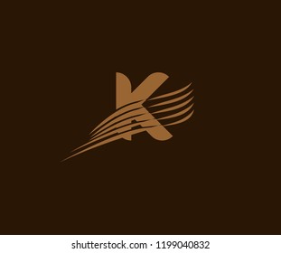 Letter K Abstract Elements Wings Swoosh Logo