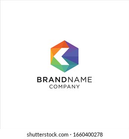 letter K abstract logo with a hexagon shape in a creative design vector template. ABC Typeface is funny friendly. Collection of colorful alphabet. Logo Type Symbol Characters, logos for icons.