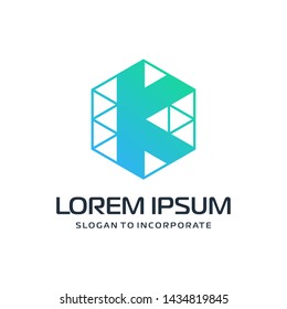 Letter K abstract Logo Template.construction concept. digital technology logo -vector