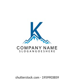 Letter K with Abstract Mountain Logo Vector Template Design