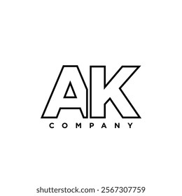 Letter A and K, AK logo design template. Minimal monogram initial based logotype.