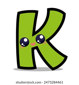 Letter K alphabet character illustration letter art kids primary learning fun vector.