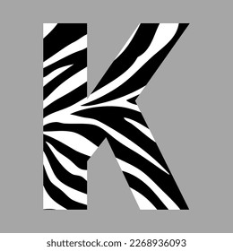 Letter K from the alphabet Made of animal print