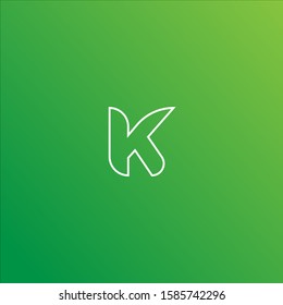 Letter K Alphabetic Logo Design Template, Line Logo Concept, Green and White