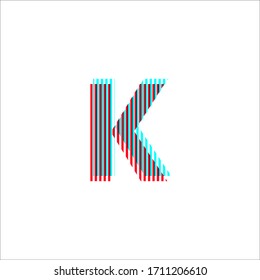 letter "K", anaglyph effect, editable vector