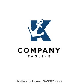 Letter K Anchor Logo Icon Vector