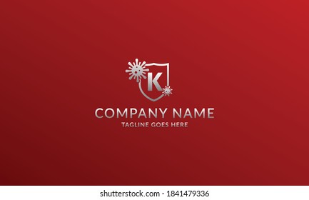 letter K anti viral shield logo template for company product or volunteer