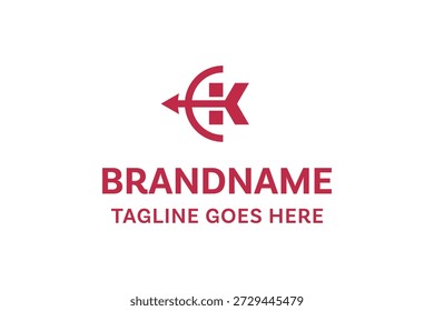 Letra K Archer Seta logotipo, simbolizando precisão, foco e direção