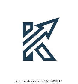 Letter k with arrow logo design