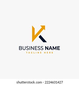 Concepto de diseño de logotipo de flecha K de letra