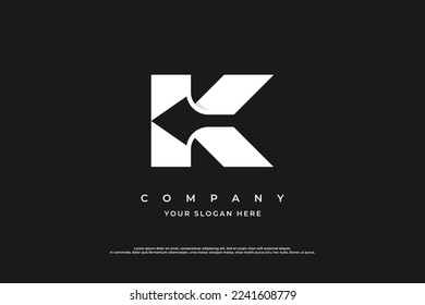 Plantilla de vectores de diseño de logotipo de flecha K de letra