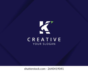 Letter K with arrow logo design. Monogram Letter K logo template