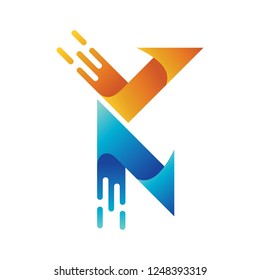 Letter K arrow logo with fast icon, Initial VA logo, Fast logo, Arrow logo