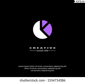 Letter K  Arrow Logo icon monogram design. Vector graphic design template element. black background.