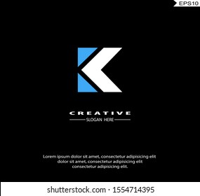 Letter K  Arrow Logo icon monogram design. Vector graphic design template element. black background.