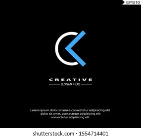 Letter K  Arrow Logo icon monogram design. Vector graphic design template element. black background.