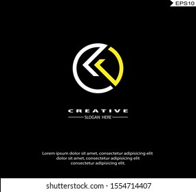 Letter K  Arrow Logo icon monogram design. Vector graphic design template element. black background.