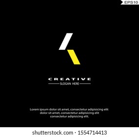 Letter K  Arrow Logo icon monogram design. Vector graphic design template element. black background.
