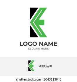 letter K arrow logo template, letter K and arrow, combination logo with flat black and green color style