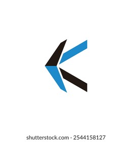 letter k arrow simple blue logo vector 