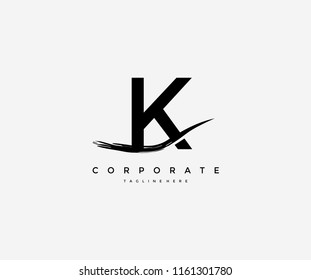 Letter K Artistic Abstract Brush Logo Design