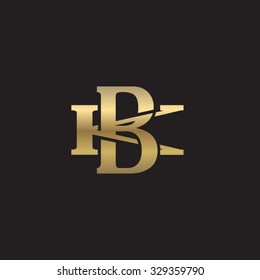 letter K and B monogram golden logo