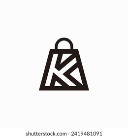 Letter K Bag Logo. Letter K logo template in the shape of a bag. Online shop logo. ecommerce. Modern logo