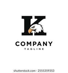 Letter K Bald Eagle Logo Icon Vector